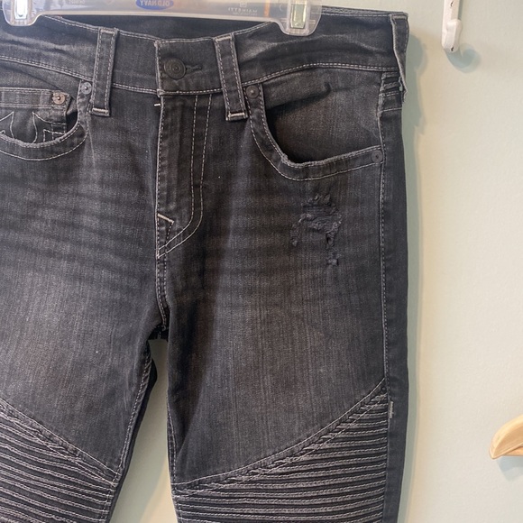 👖👖👖TRUE RELIGION JEANS Size 32 ROCCO MOTO NO FLAP SN new no tag faded black - Picture 2 of 13